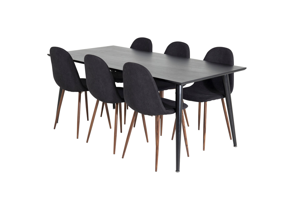 Rectangular Dining Table 180 x 75 x 90 Black + Dining Chair 2-pack Black