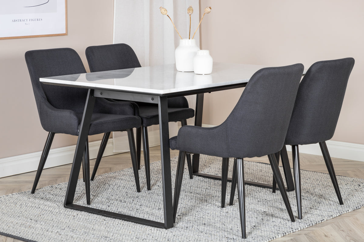 Dining Chair 2-pack Black + Rectangular Dining Table 75 x 140 x 90 Black