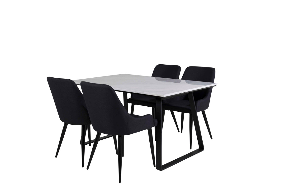 Dining Chair 2-pack Black + Rectangular Dining Table 75 x 140 x 90 Black
