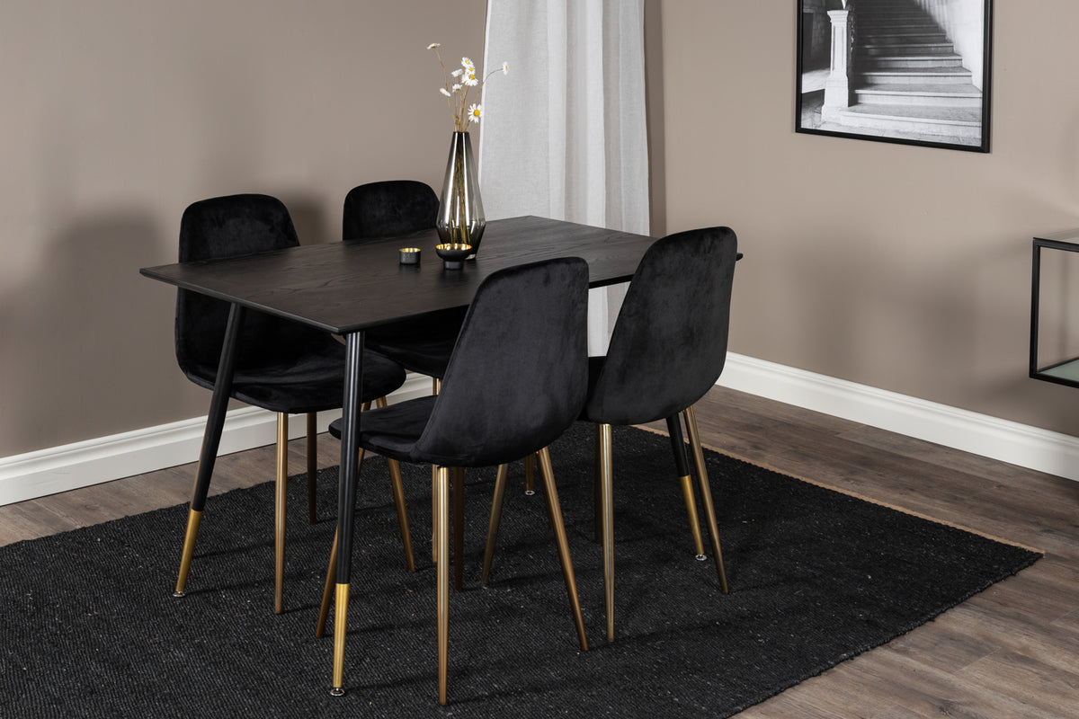 Rectangular Dining Table 75 x 120 x 85 Black + Dining Chair 2-pack Black
