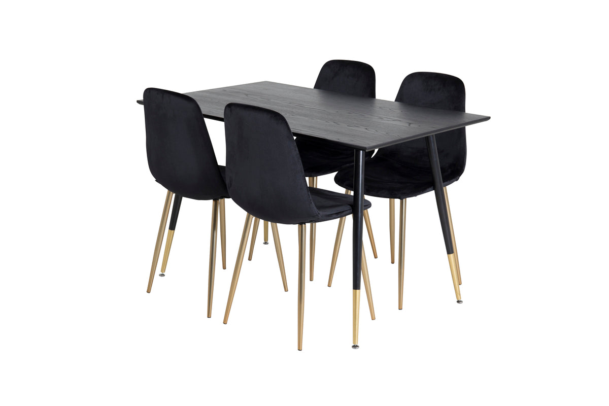 Rectangular Dining Table 75 x 120 x 85 Black + Dining Chair 2-pack Black