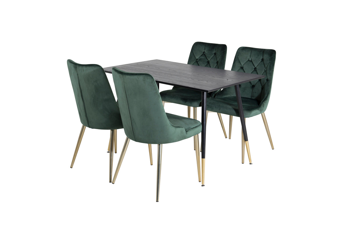 Rectangular Dining Table 75 x 120 x 85 Black + Dining Chair 2-pack Green