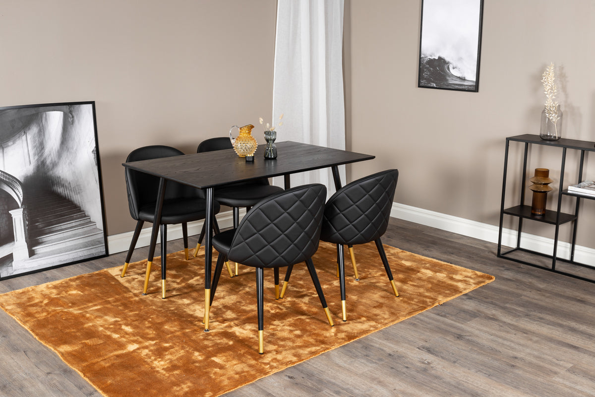 Rectangular Dining Table 75 x 120 x 85 Black + Dining Chair 2-pack Black