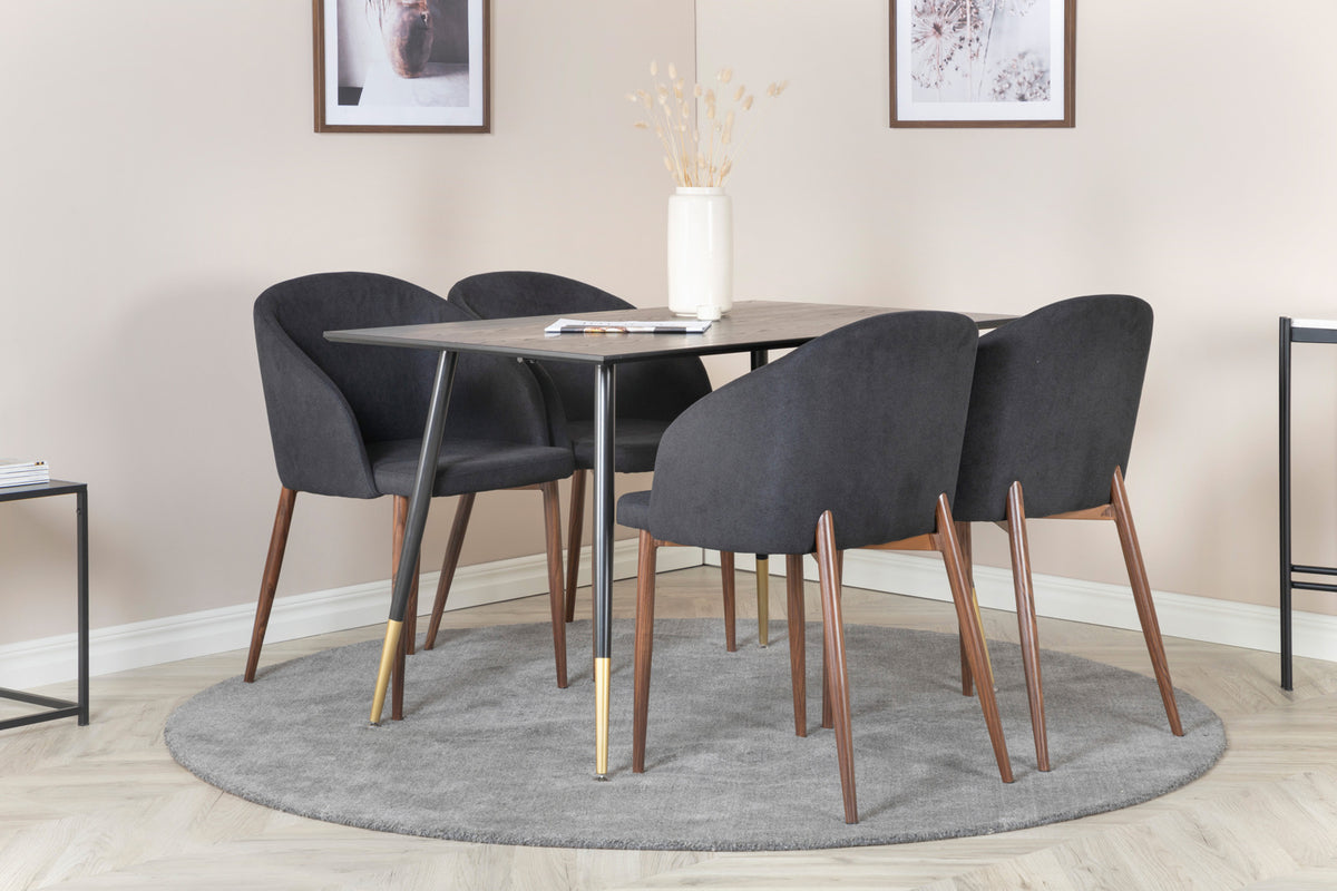 Dining Chair 2-pack Black + Rectangular Dining Table 75 x 120 x 85 Black