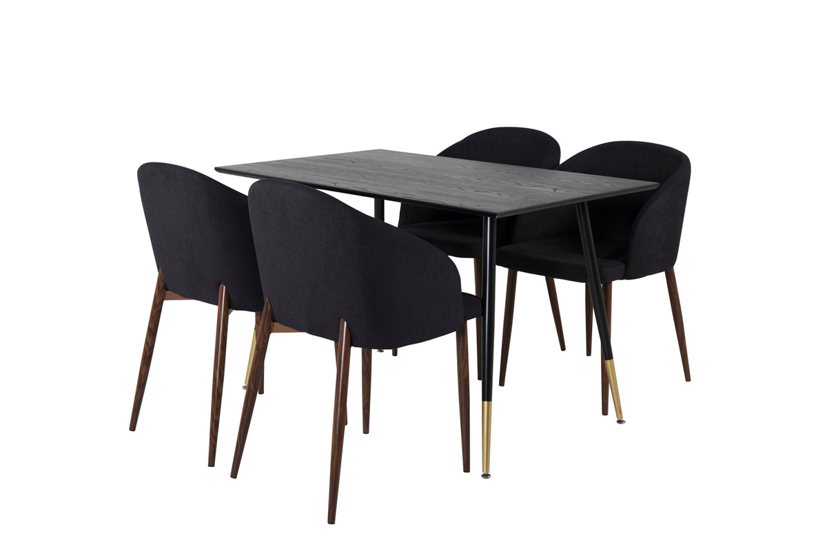 Dining Chair 2-pack Black + Rectangular Dining Table 75 x 120 x 85 Black