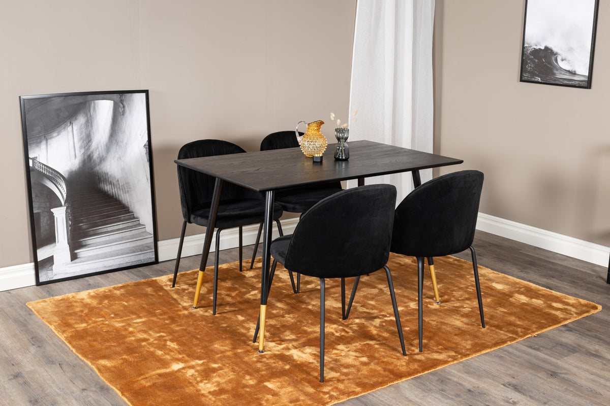 Dining Chair 2-pack Black + Rectangular Dining Table 75 x 120 x 85 Black