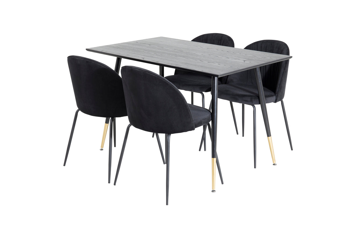 Dining Chair 2-pack Black + Rectangular Dining Table 75 x 120 x 85 Black