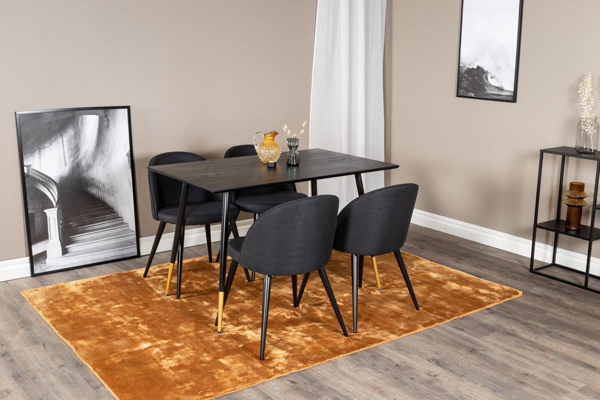 Rectangular Dining Table 75 x 120 x 85 Black + Dining Chair 2-pack Black