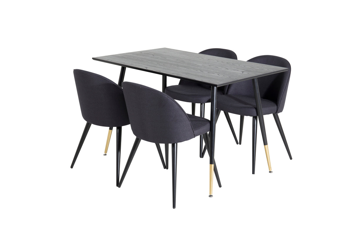 Rectangular Dining Table 75 x 120 x 85 Black + Dining Chair 2-pack Black