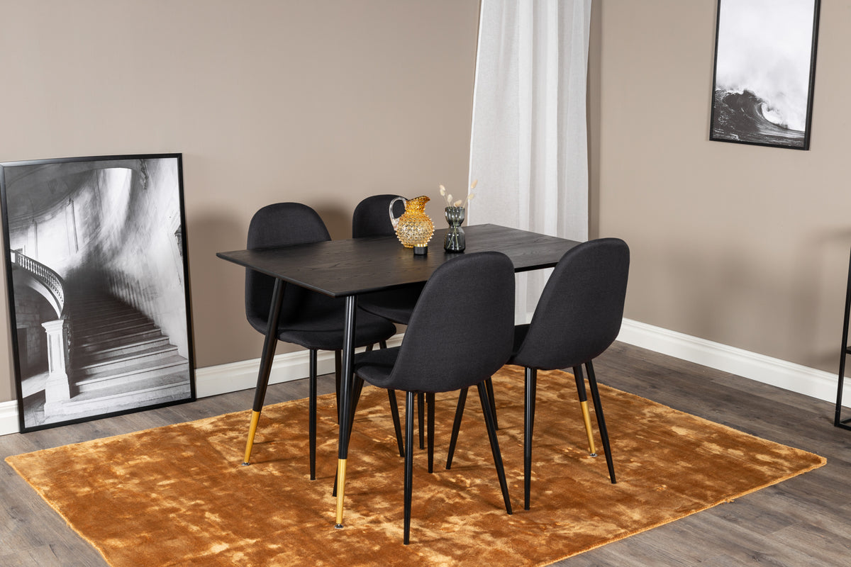 Rectangular Dining Table 75 x 120 x 85 Black + Dining Chair 2-pack Black