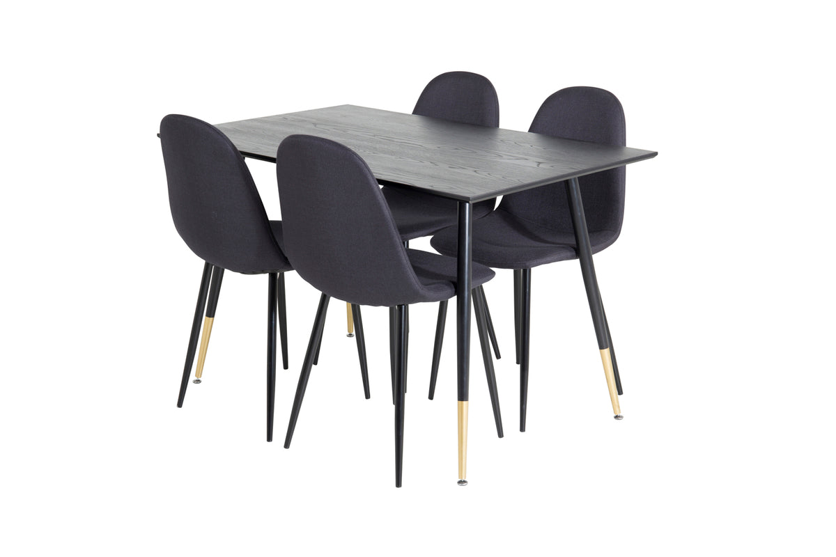 Rectangular Dining Table 75 x 120 x 85 Black + Dining Chair 2-pack Black