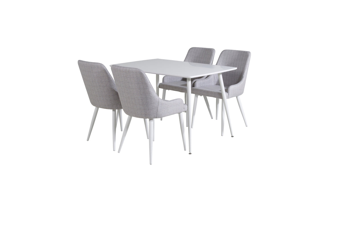 Dining Chair 2-pack Grey + Rectangular Dining Table 75 x 120 x 80 White