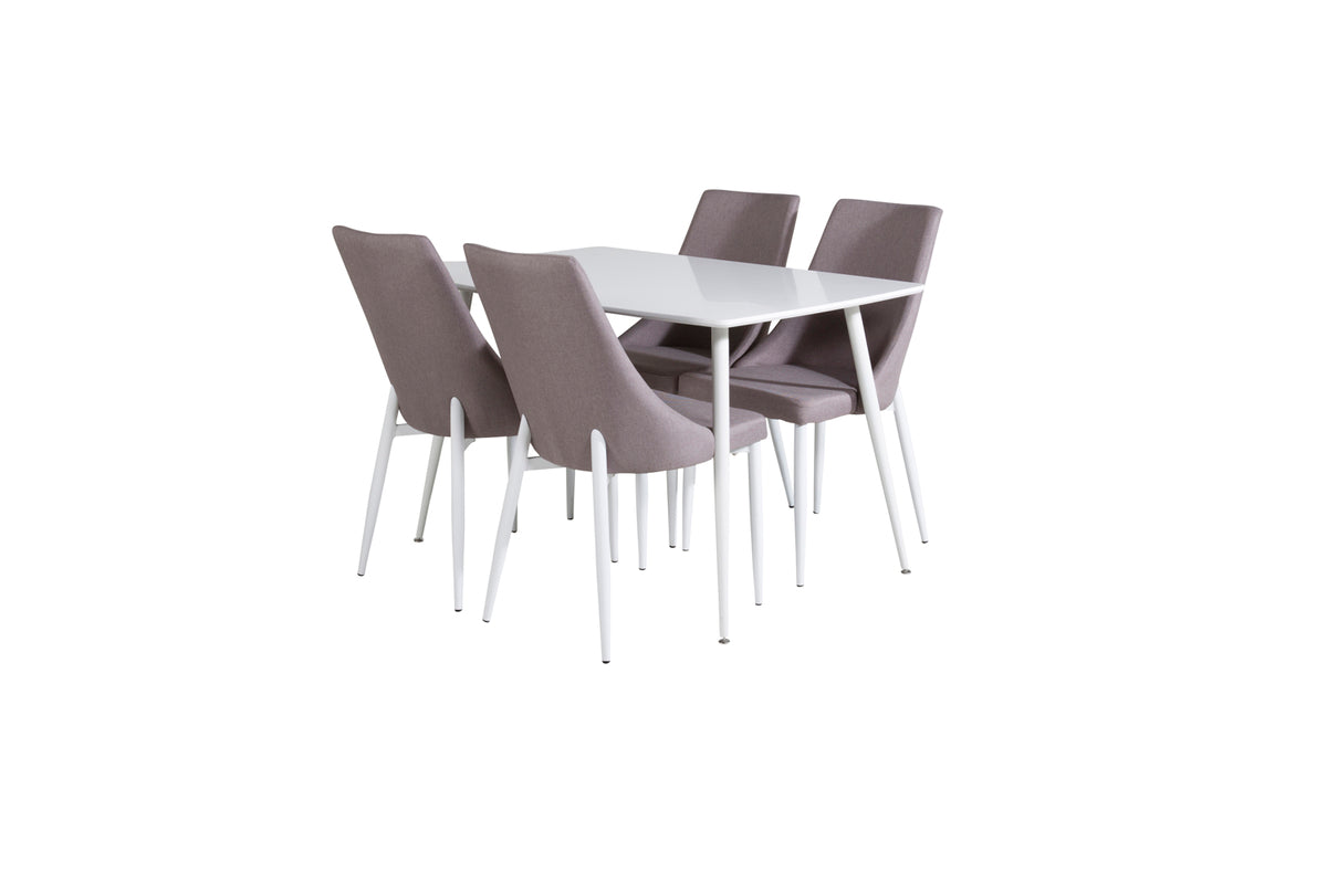 Dining Chair 2-pack Grey + Rectangular Dining Table 75 x 120 x 80 White