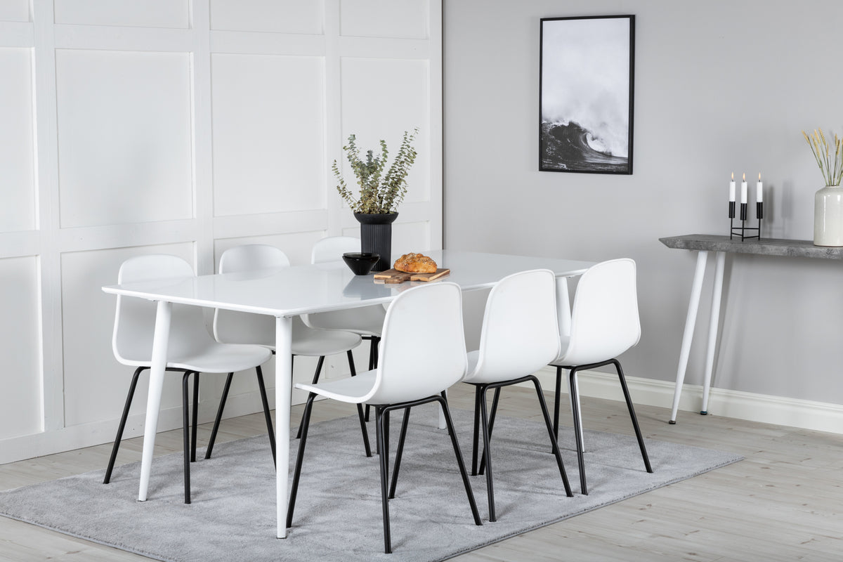 Dining Chair 2-pack White + Rectangular Dining Table 180 x 75 x 90 White