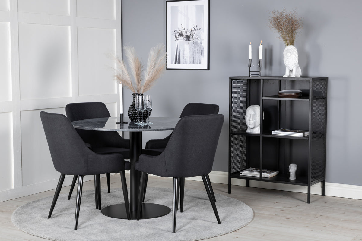 Dining Chair 2-pack Black + Round Dining Table ø106 Dark Grey