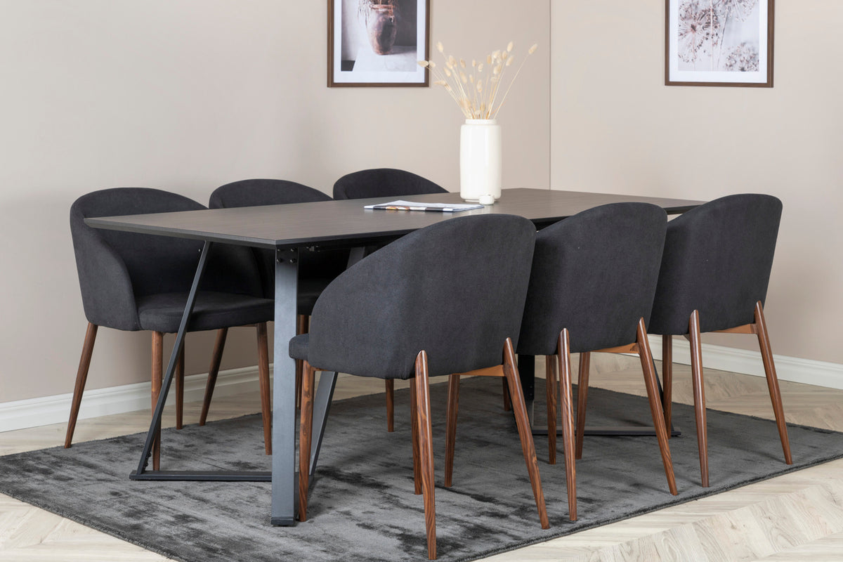 Dining Chair 2-pack Black + Rectangular Dining Table 180 x 75 x 90 Black