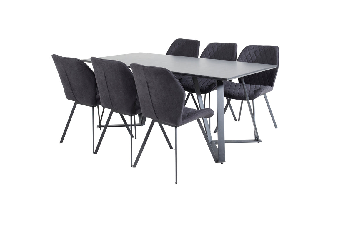 Dining Chair 2-pack Black + Rectangular Dining Table 180 x 75 x 90 Black