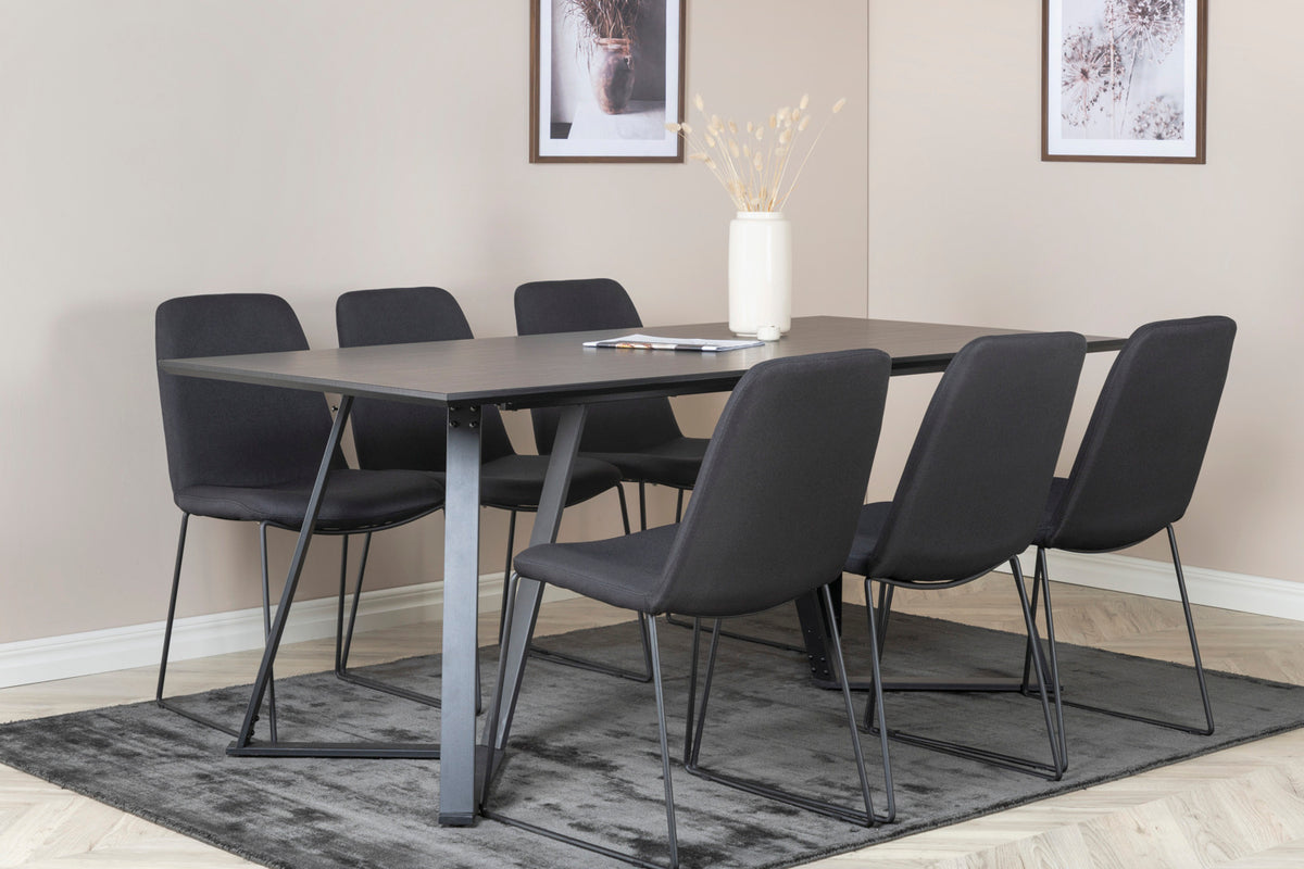 Dining Chair 2-pack Black + Rectangular Dining Table 180 x 75 x 90 Black
