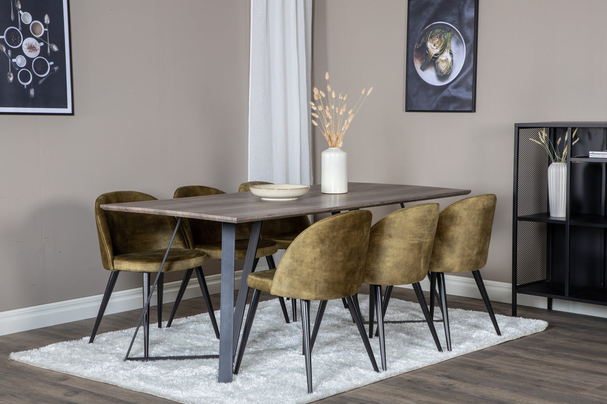 Dining Chair 2-pack Green + Rectangular Dining Table 180 x 75 x 90 Nature