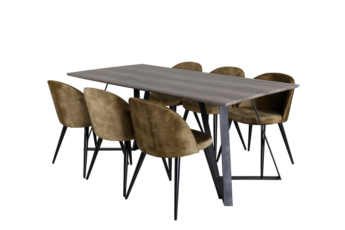 Dining Chair 2-pack Green + Rectangular Dining Table 180 x 75 x 90 Nature