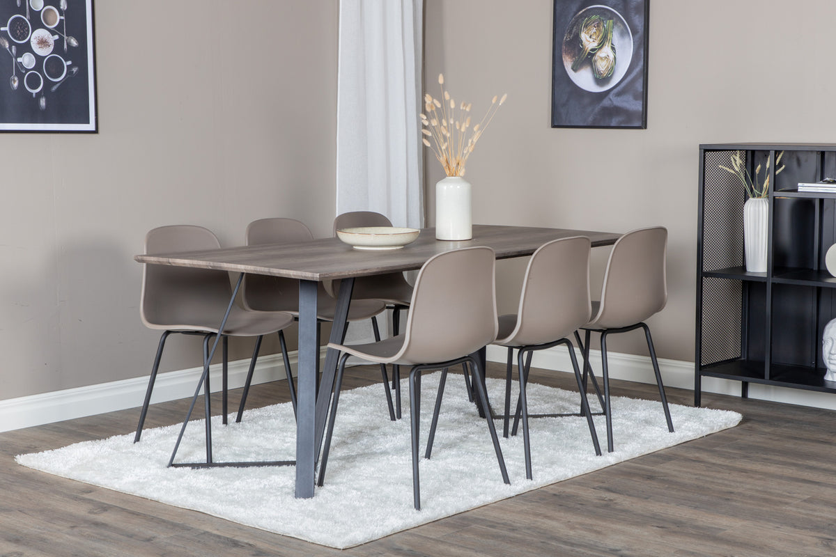 Dining Chair 2-pack Beige + Rectangular Dining Table 180 x 75 x 90 Nature
