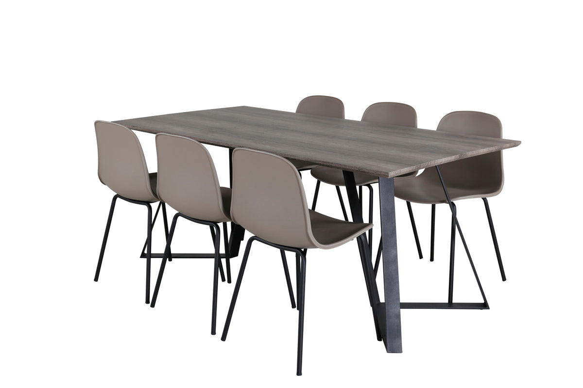 Dining Chair 2-pack Beige + Rectangular Dining Table 180 x 75 x 90 Nature