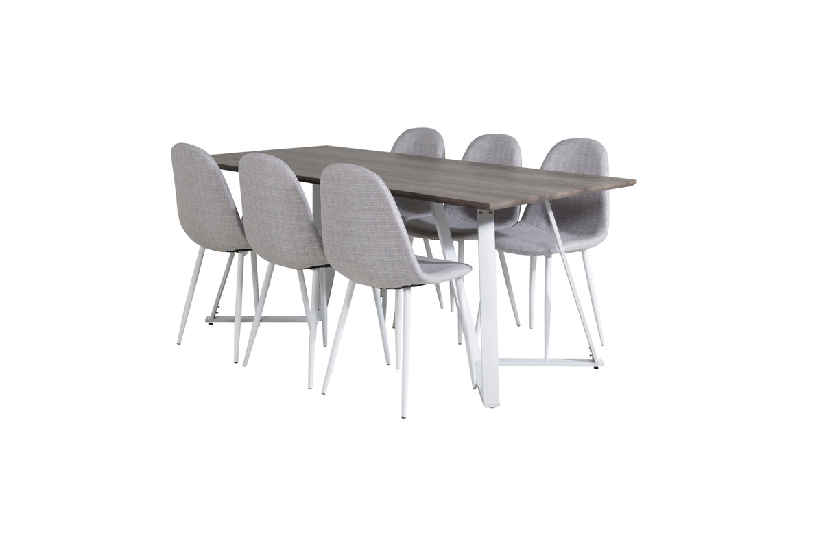Dining Chair 2-pack Grey + Rectangular Dining Table 180 x 75 x 90 Grey