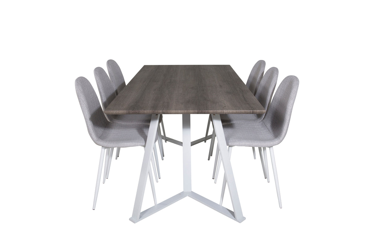 Dining Chair 2-pack Grey + Rectangular Dining Table 180 x 75 x 90 Grey
