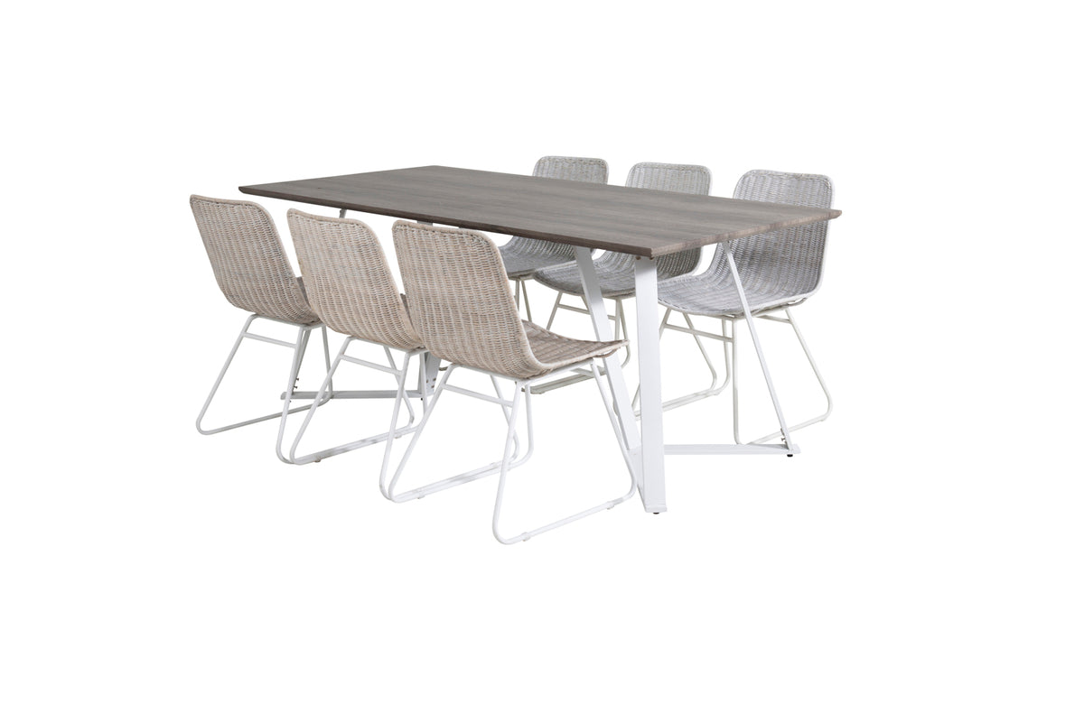 Dining Chair 2-pack White + Rectangular Dining Table 180 x 75 x 90 Grey