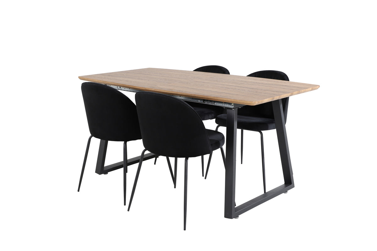 Dining Chair 2-pack Black + Rectangular Dining Table 75 x 160 x 85 Walnut