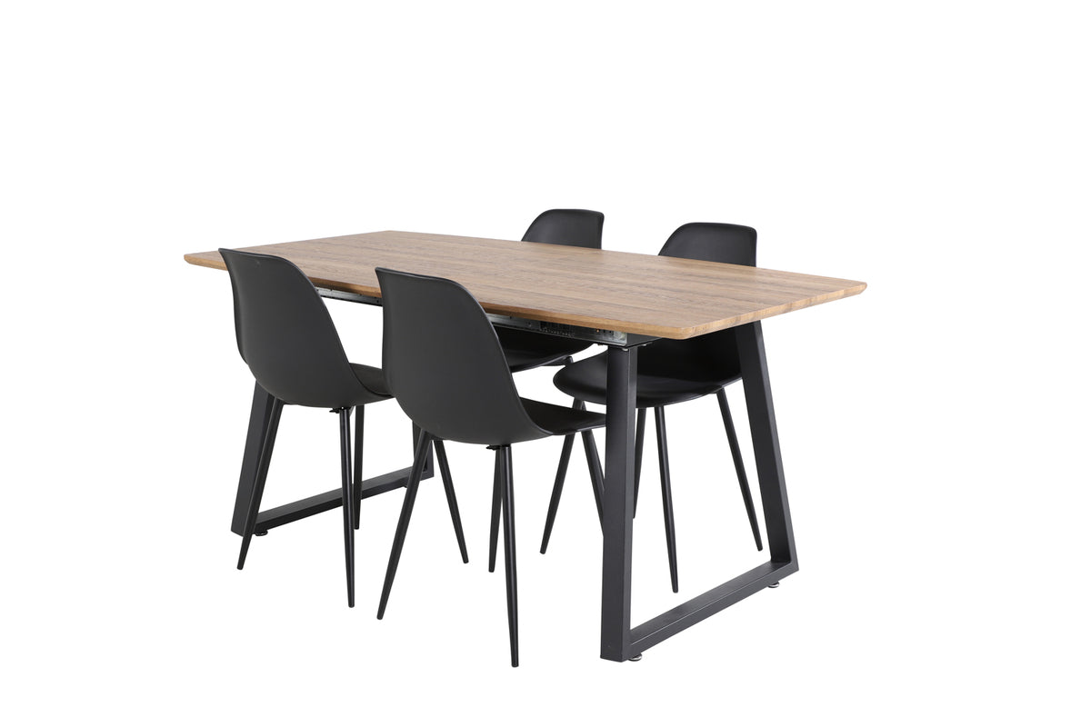 Dining Chair 2-pack Black + Rectangular Dining Table 75 x 160 x 85 Walnut