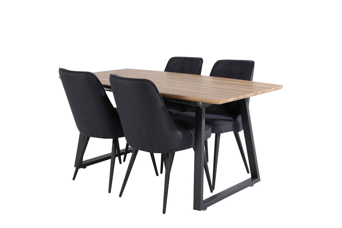 Rectangular Dining Table 75 x 160 x 85 Walnut + Dining Chair 2-pack Black