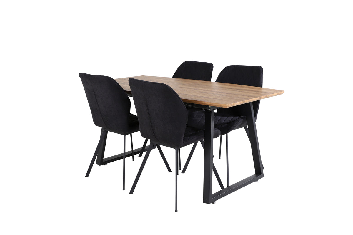 Dining Chair 2-pack Black + Rectangular Dining Table 75 x 160 x 85 Walnut