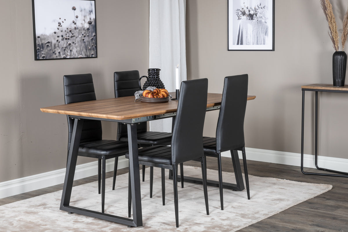 Dining Chair 2-pack Black + Rectangular Dining Table 75 x 160 x 85 Walnut