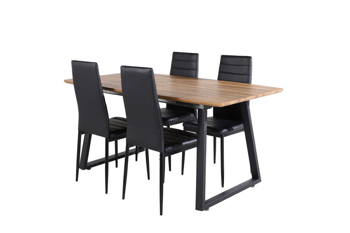 Dining Chair 2-pack Black + Rectangular Dining Table 75 x 160 x 85 Walnut