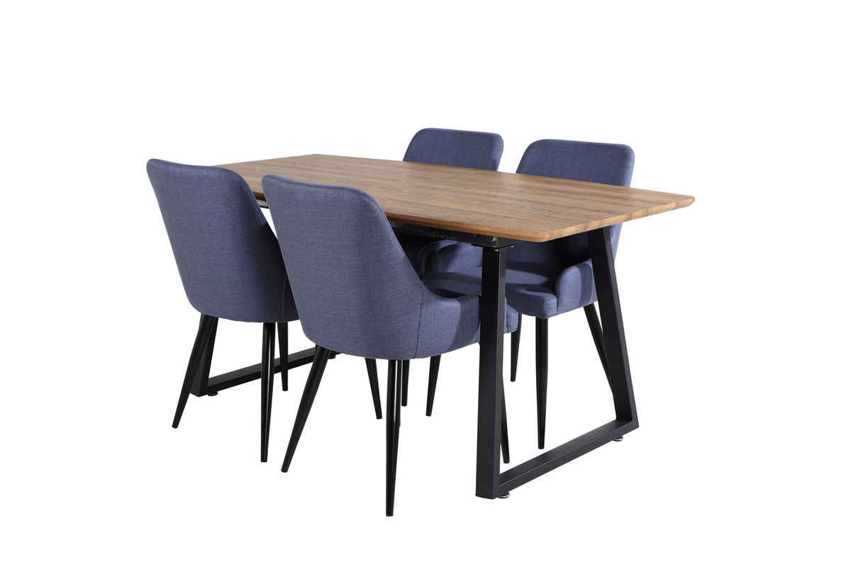 Dining Chair 2-pack Blue + Rectangular Dining Table 75 x 160 x 85 Walnut