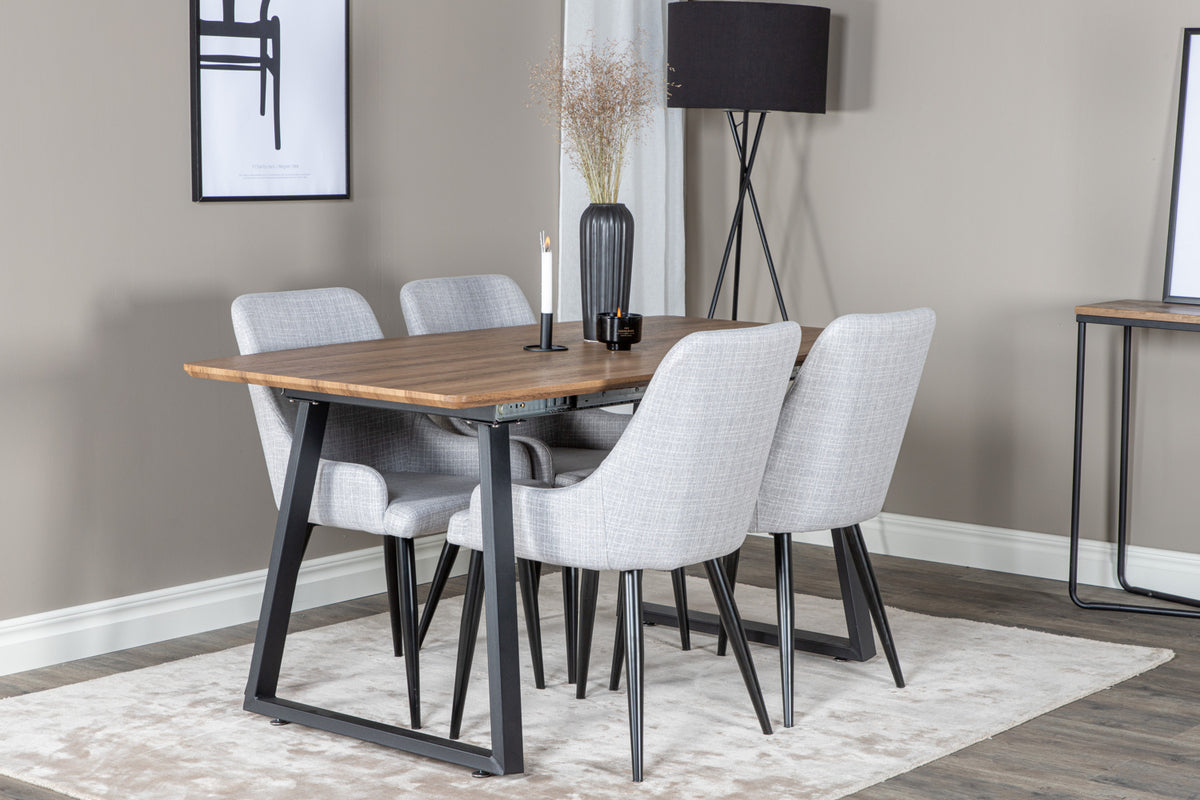 Dining Chair 2-pack Grey + Rectangular Dining Table 75 x 160 x 85 Walnut