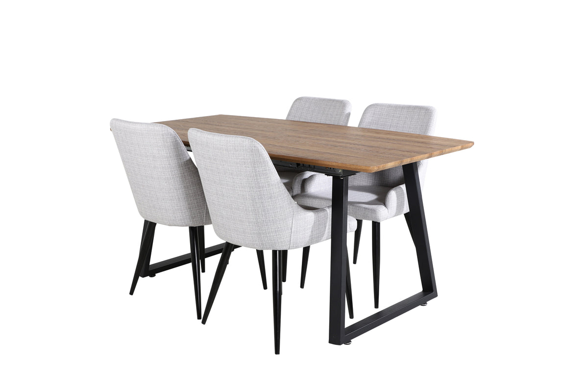 Dining Chair 2-pack Grey + Rectangular Dining Table 75 x 160 x 85 Walnut