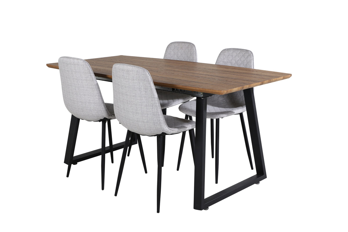 Dining Chair 2-pack Grey + Rectangular Dining Table 75 x 160 x 85 Walnut