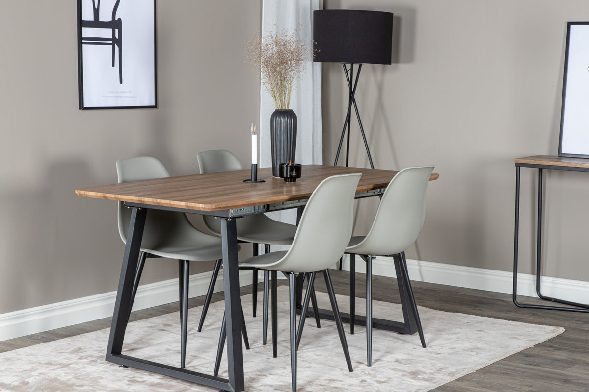 Dining Chair 2-pack Grey + Rectangular Dining Table 75 x 160 x 85 Walnut