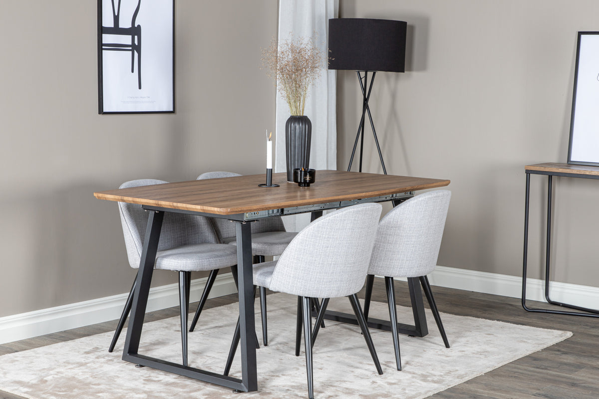 Dining Chair 2-pack Grey + Rectangular Dining Table 75 x 160 x 85 Walnut