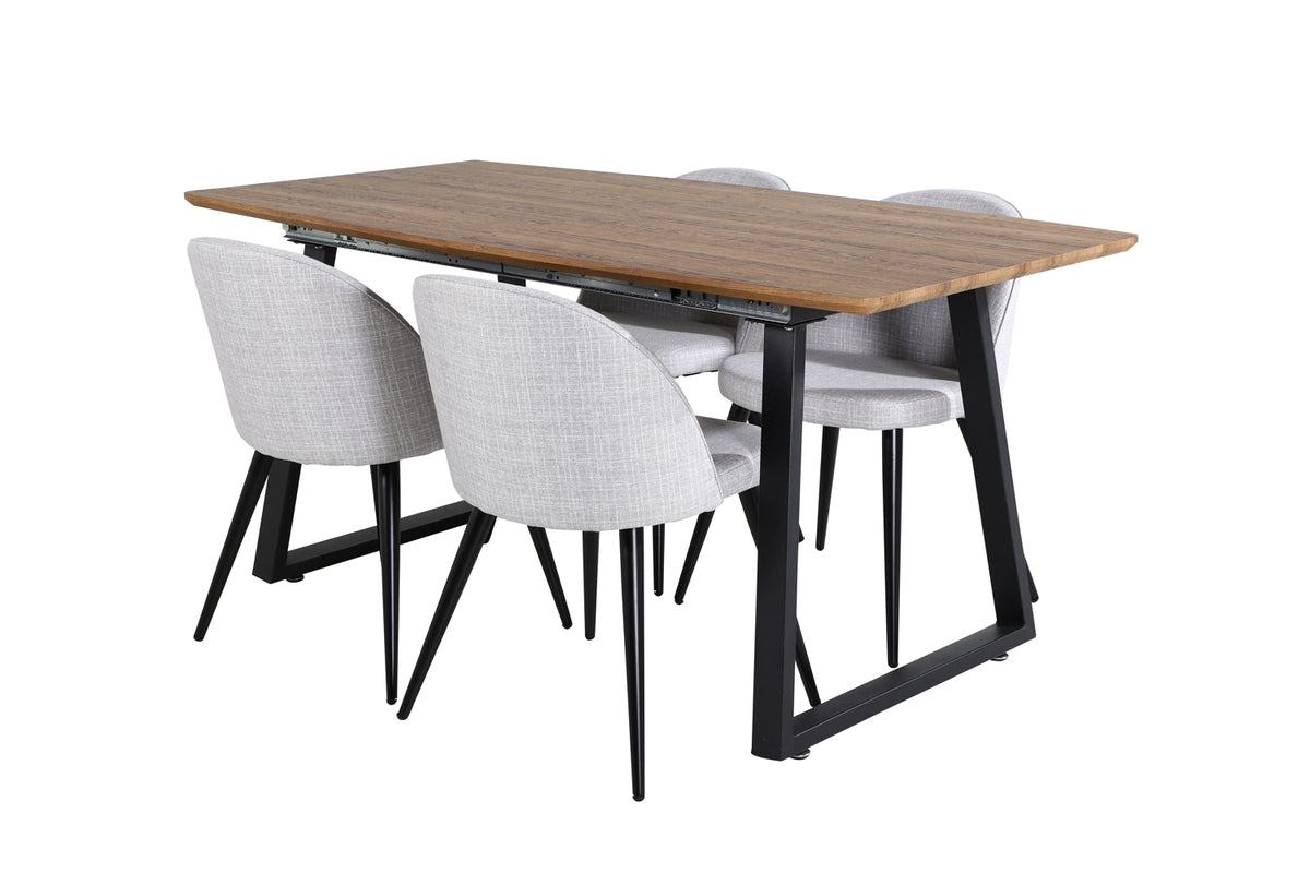 Dining Chair 2-pack Grey + Rectangular Dining Table 75 x 160 x 85 Walnut