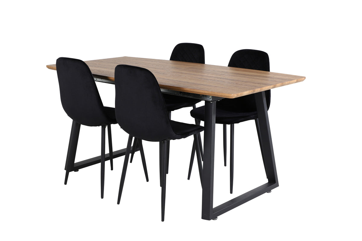 Dining Chair 2-pack Black + Rectangular Dining Table 75 x 160 x 85 Walnut
