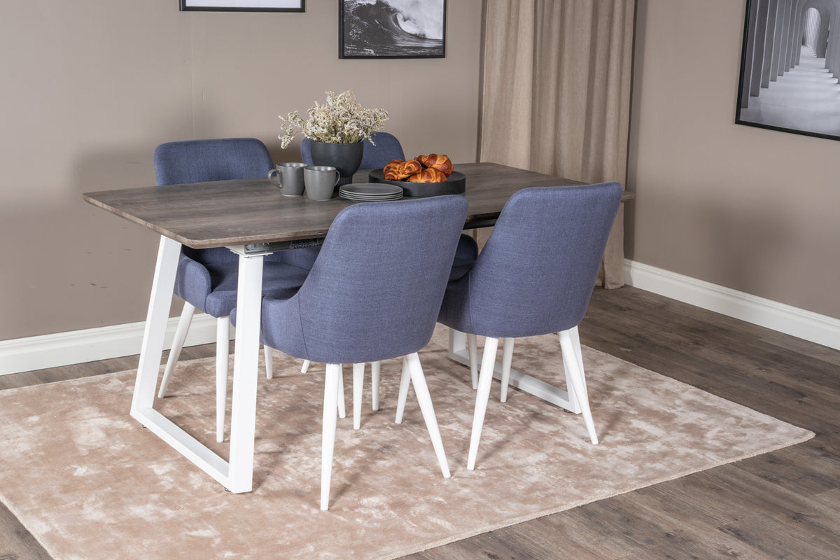 Dining Chair 2-pack Blue + Rectangular Dining Table 75 x 160 x 85 Nature