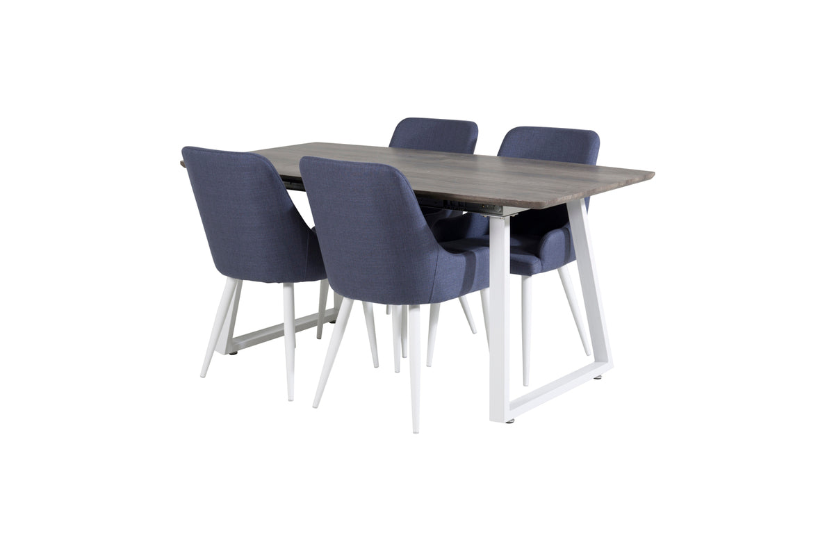 Dining Chair 2-pack Blue + Rectangular Dining Table 75 x 160 x 85 Nature