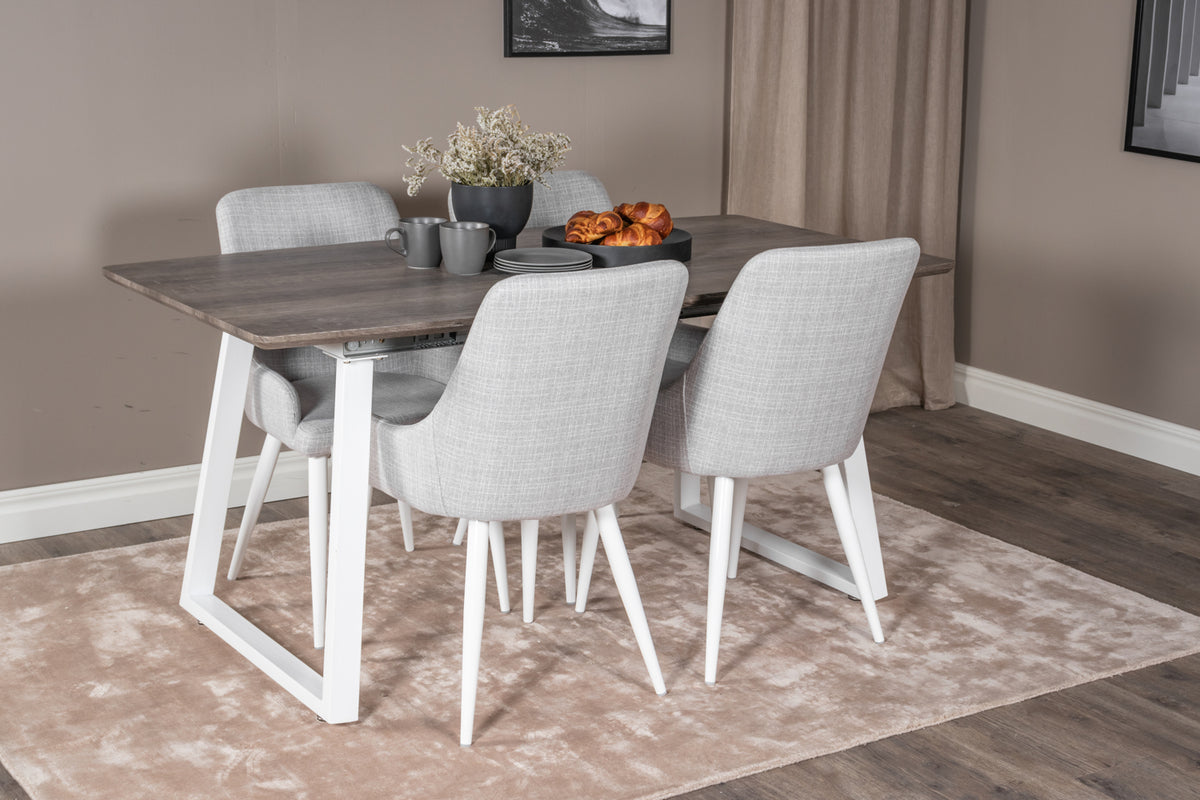 Dining Chair 2-pack Grey + Rectangular Dining Table 75 x 160 x 85 Nature