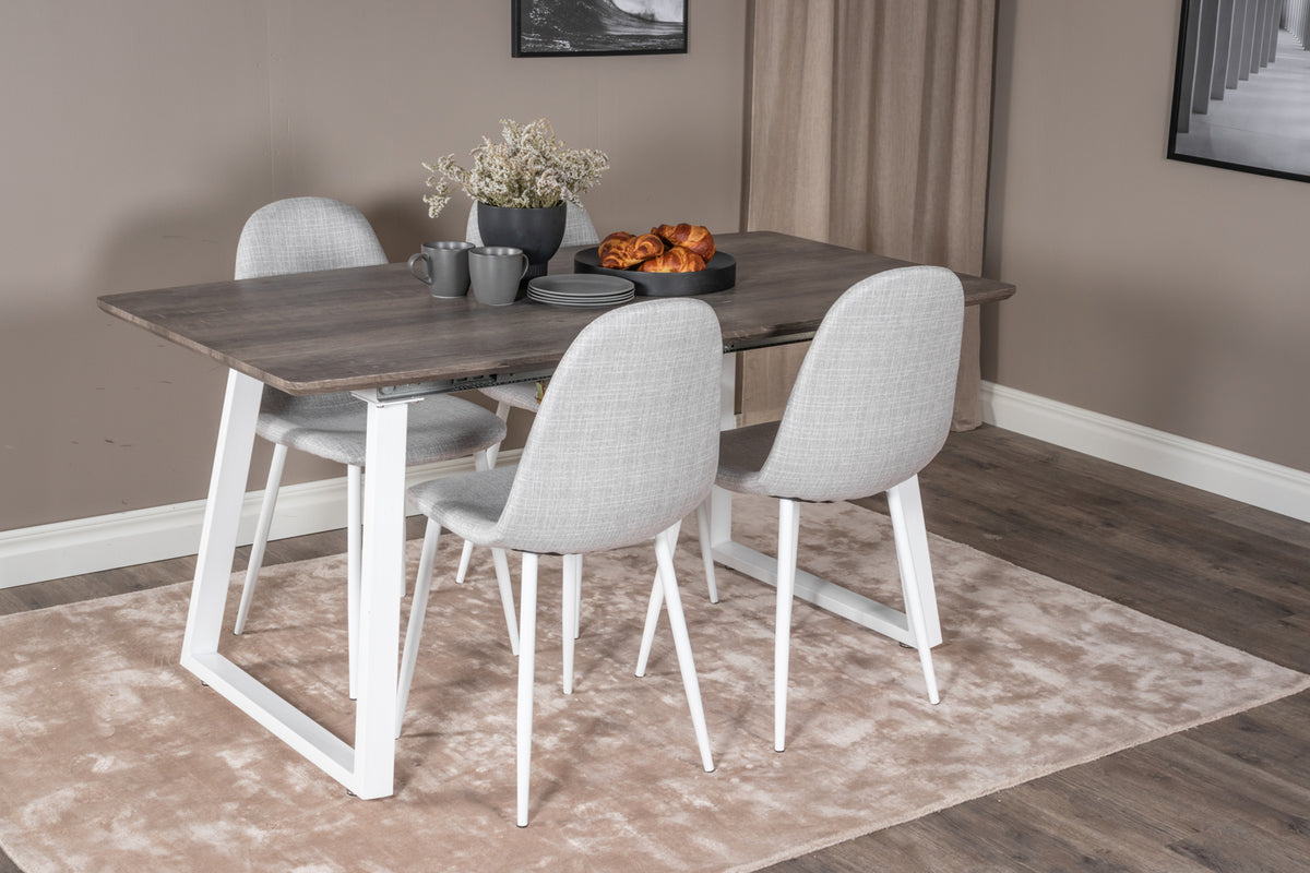 Dining Chair 2-pack Grey + Rectangular Dining Table 75 x 160 x 85 Nature