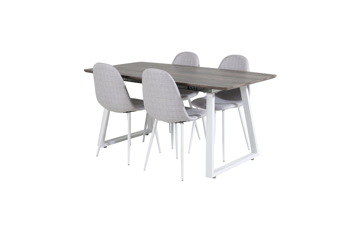 Dining Chair 2-pack Grey + Rectangular Dining Table 75 x 160 x 85 Nature