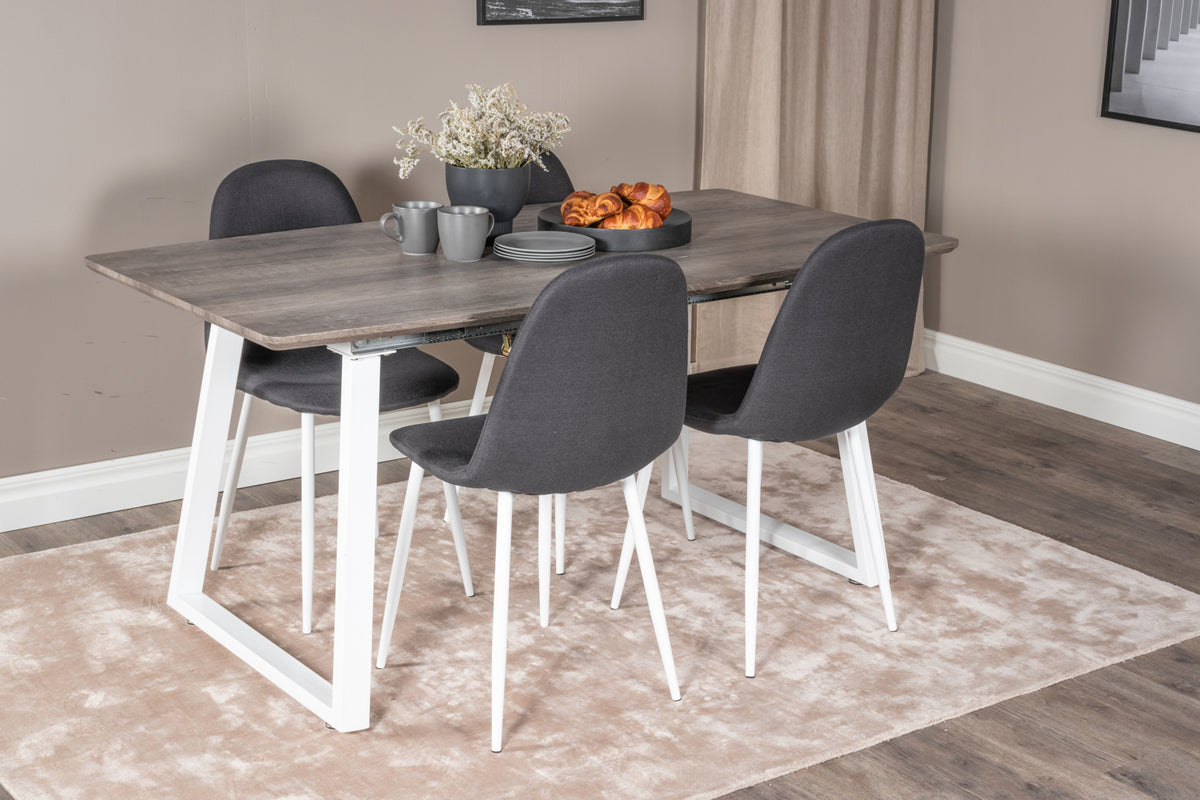 Dining Chair 2-pack Black + Rectangular Dining Table 75 x 160 x 85 Nature