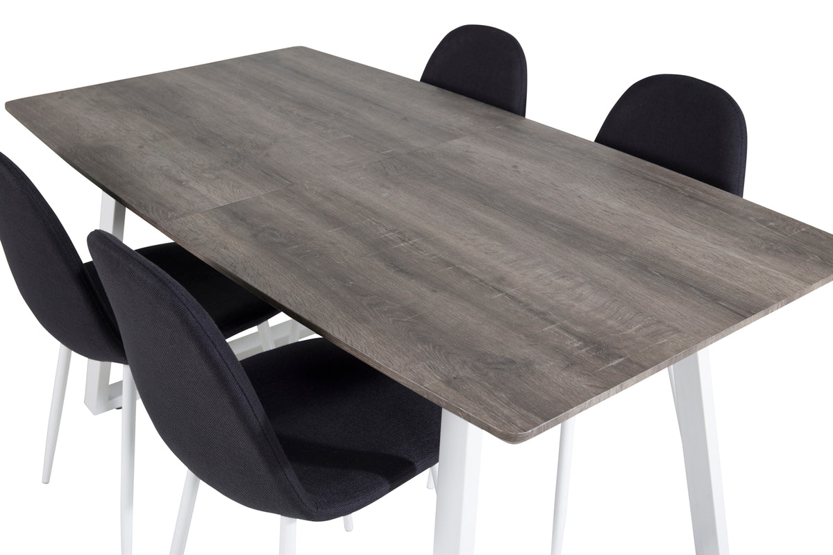 Dining Chair 2-pack Black + Rectangular Dining Table 75 x 160 x 85 Nature